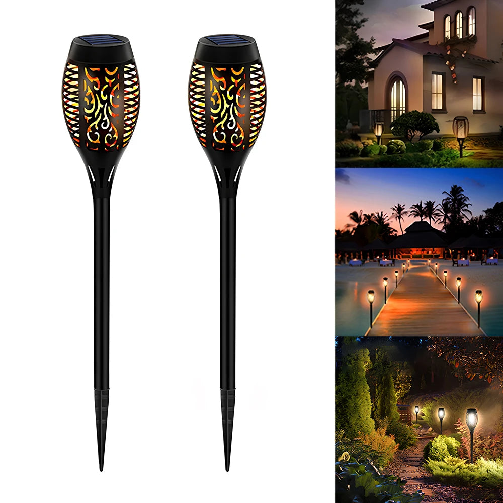 Solar outdoor waterproof decorative flame light