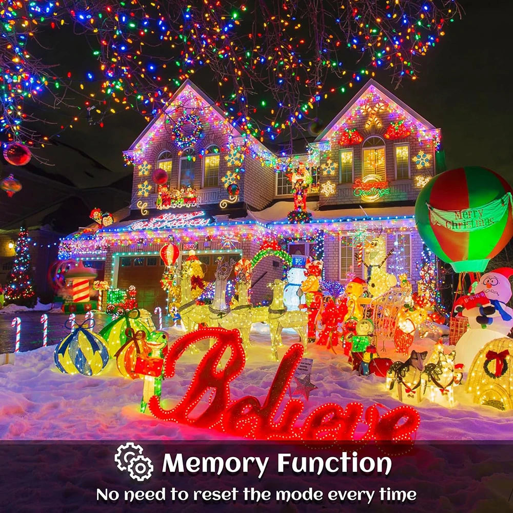 Solar Curtain Outdoor Eaves Decor String Lights