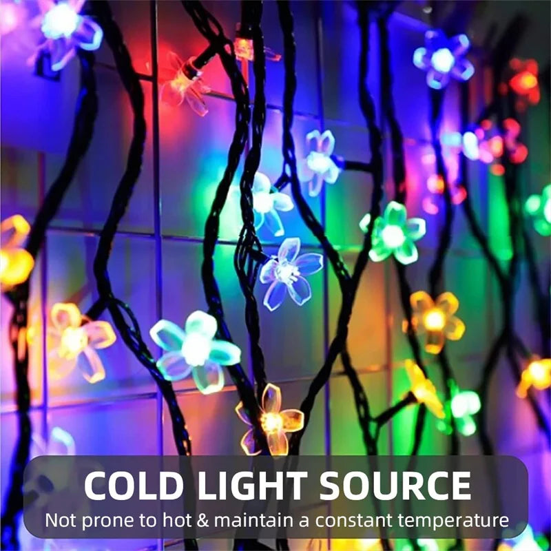 Solar Outdoor Waterproof Fairy Simulation Floral Garlands Lamp