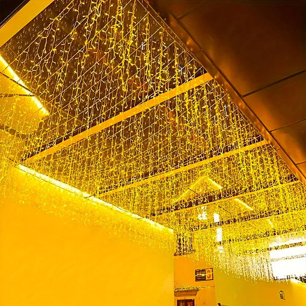 Solar Curtain Outdoor Eaves Decor String Lights
