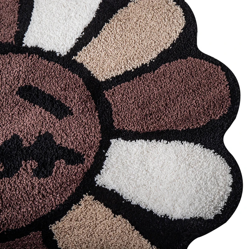 Smiling Face Flower Nonslip Tufted Rug