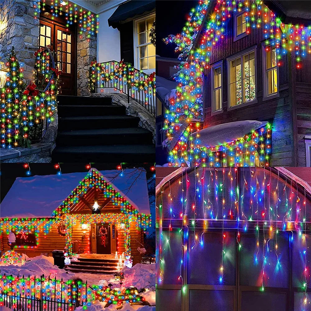 Solar Curtain Outdoor Eaves Decor String Lights