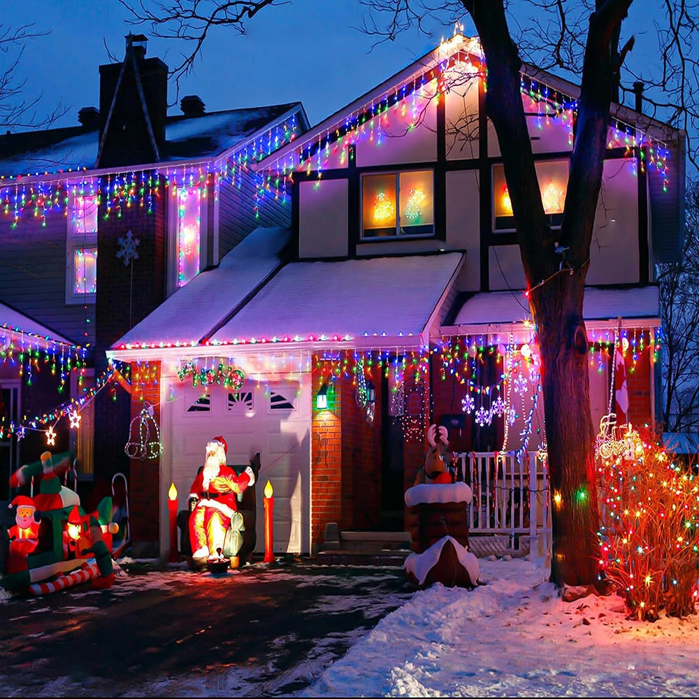 Solar Curtain Outdoor Eaves Decor String Lights