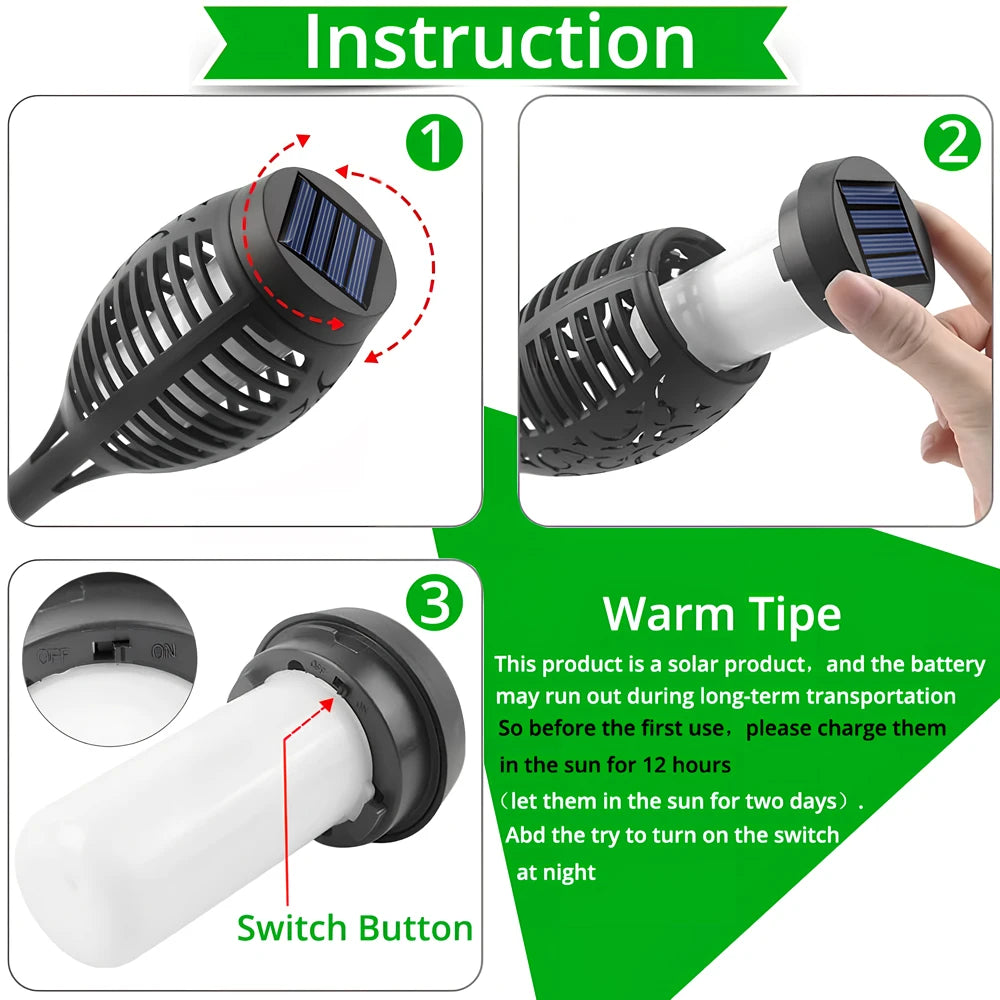 Solar outdoor waterproof decorative flame light