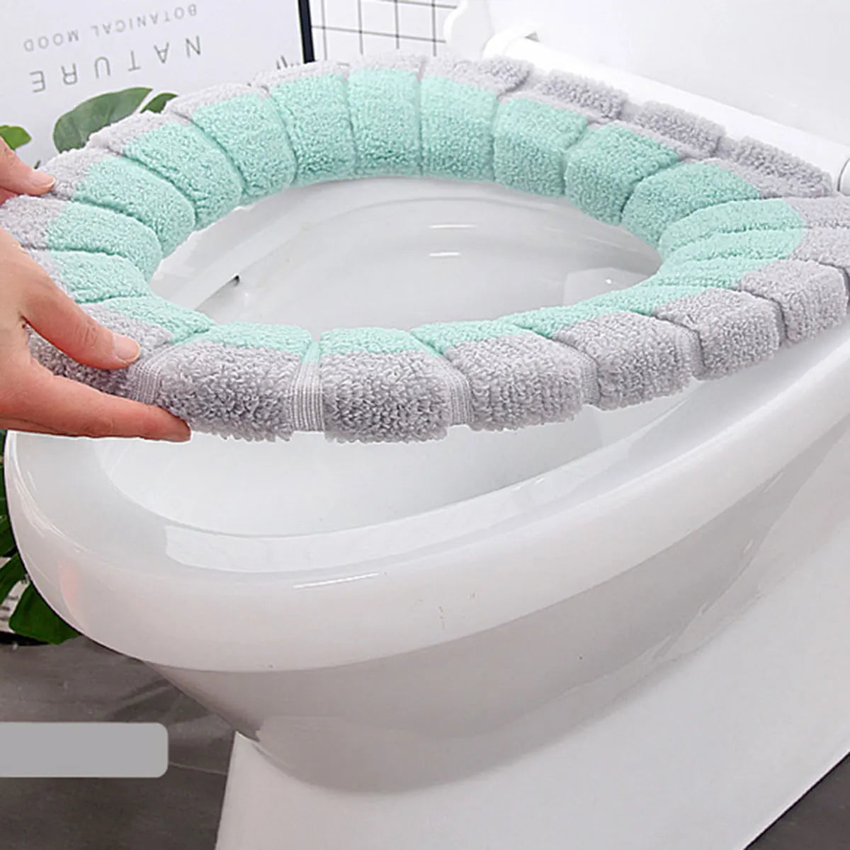 Thicker Soft Washable with Handle Winter Warm Toilet Seat Cover Mat