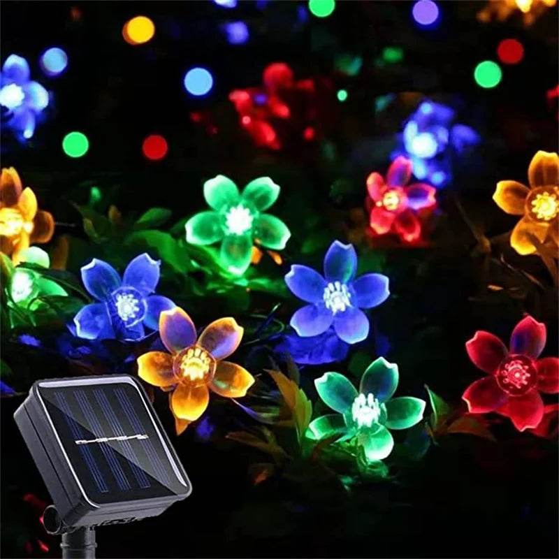 Solar Outdoor Waterproof Fairy Simulation Floral Garlands Lamp