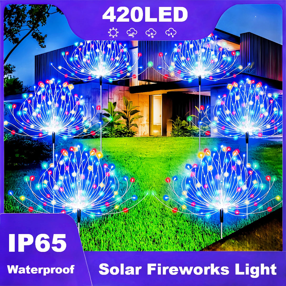 420LED IP65 Waterproof Solar Fireworks Light