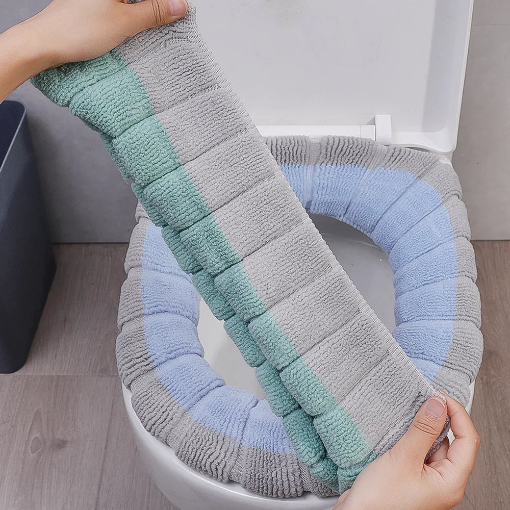 Thicker Soft Washable with Handle Winter Warm Toilet Seat Cover Mat
