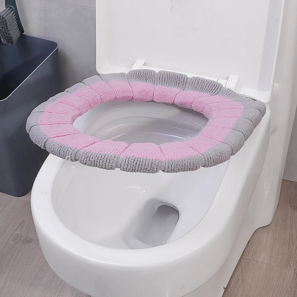 Thicker Soft Washable with Handle Winter Warm Toilet Seat Cover Mat