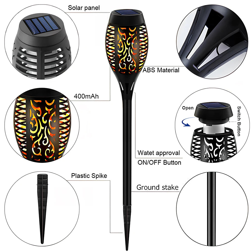 Solar outdoor waterproof decorative flame light