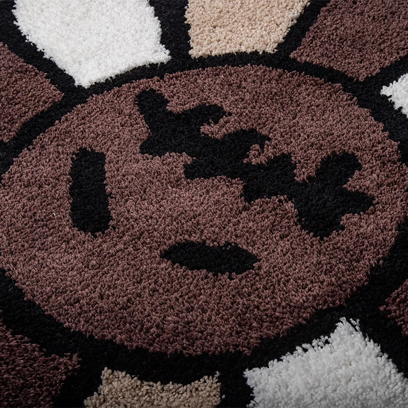 Smiling Face Flower Nonslip Tufted Rug