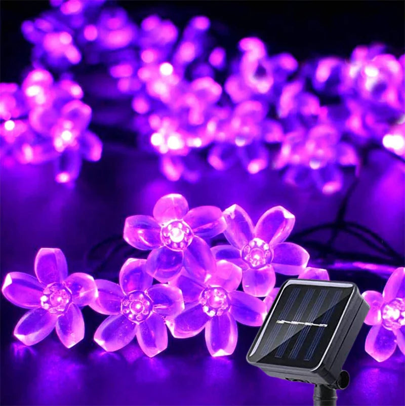 Solar Outdoor Waterproof Fairy Simulation Floral Garlands Lamp