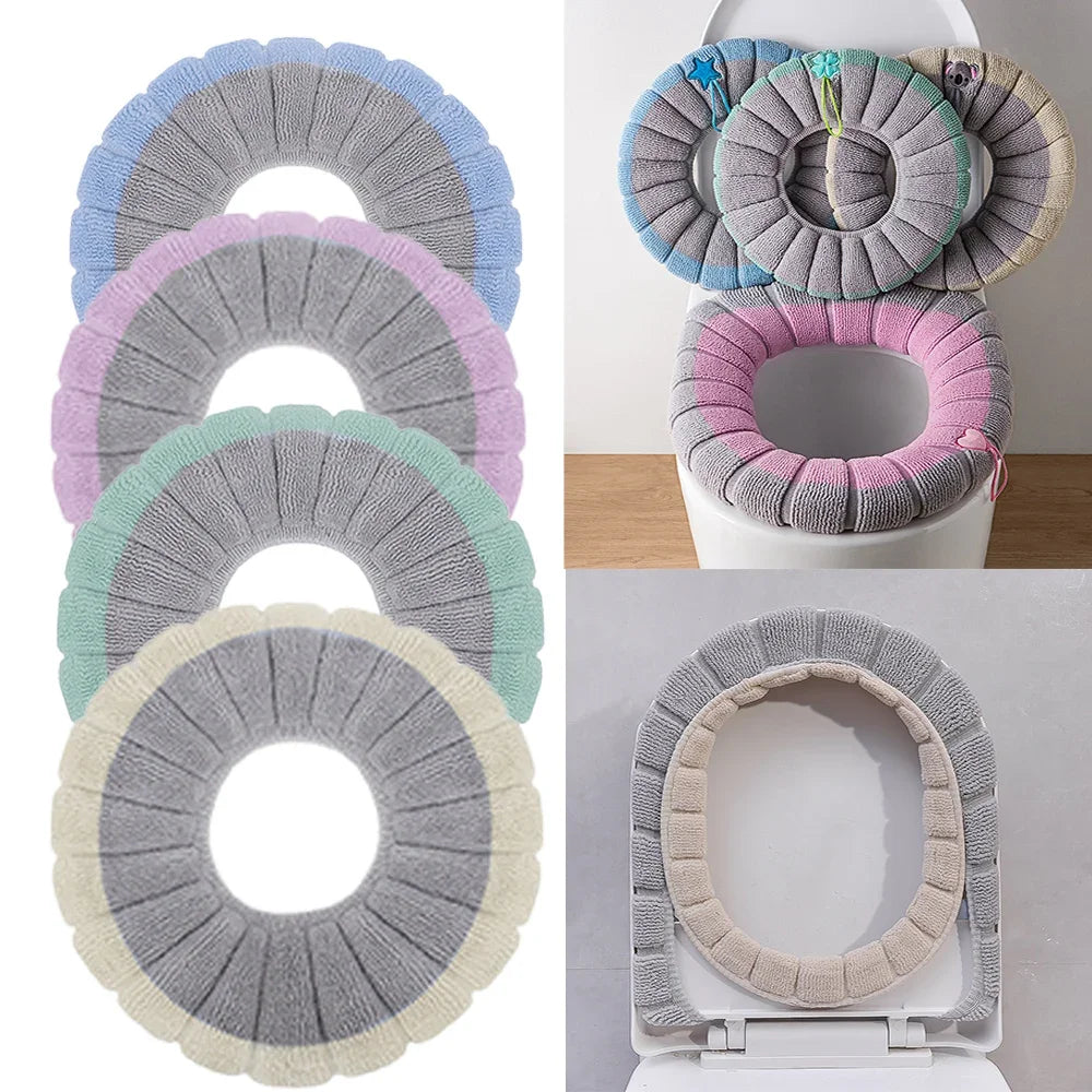 Thicker Soft Washable with Handle Winter Warm Toilet Seat Cover Mat