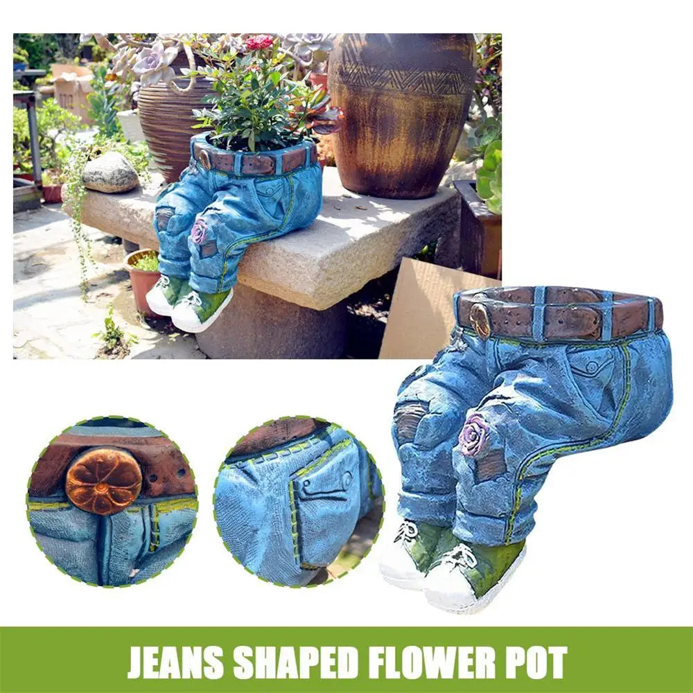 Jeans Pants Shape Flower Pot Resin Statue