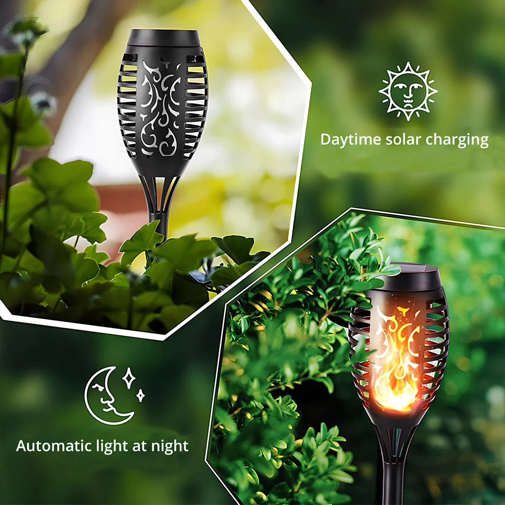 Solar outdoor waterproof decorative flame light