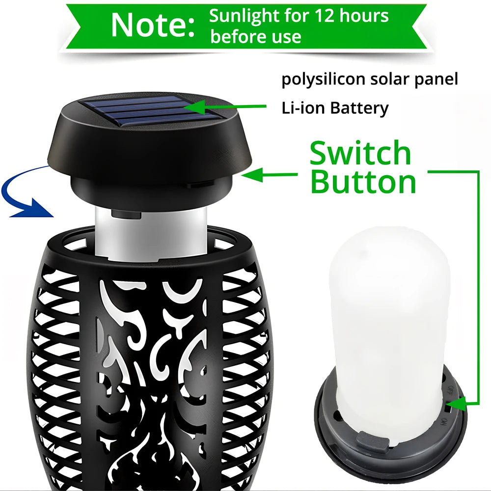 Solar outdoor waterproof decorative flame light