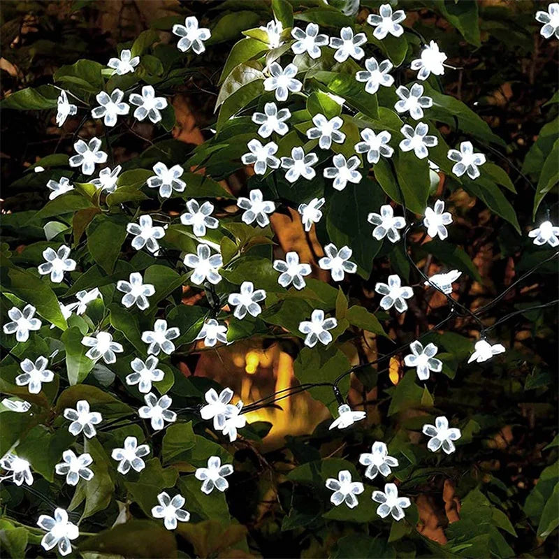 Solar Outdoor Waterproof Fairy Simulation Floral Garlands Lamp