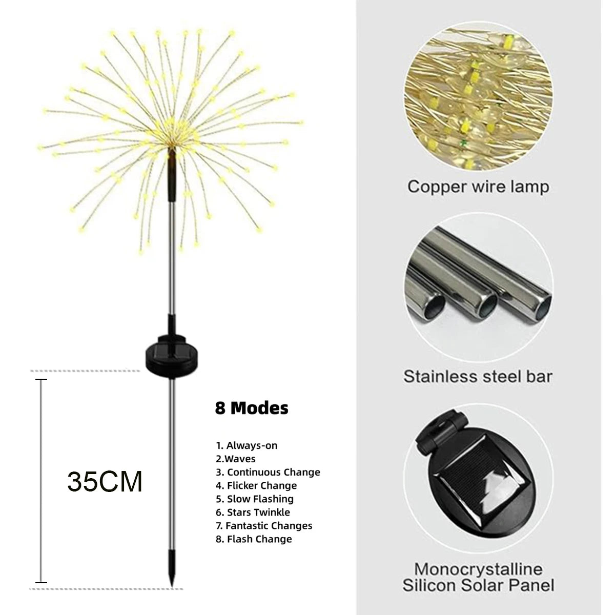 420LED IP65 Waterproof Solar Fireworks Light