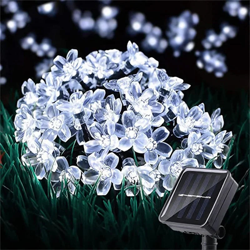 Solar Outdoor Waterproof Fairy Simulation Floral Garlands Lamp