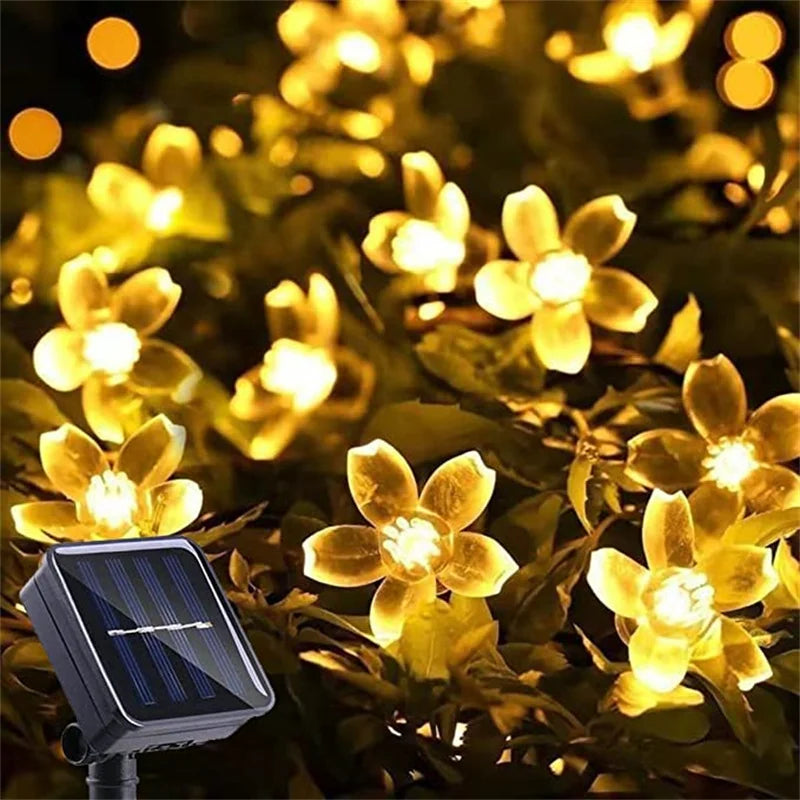 Solar Outdoor Waterproof Fairy Simulation Floral Garlands Lamp