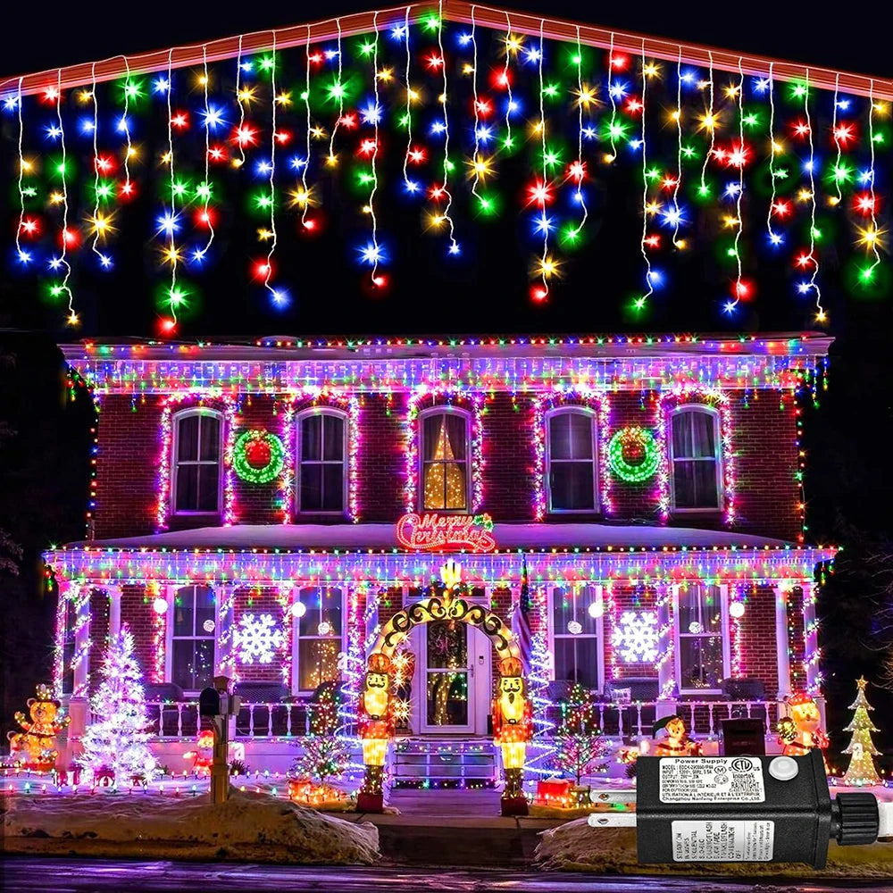 Solar Curtain Outdoor Eaves Decor String Lights