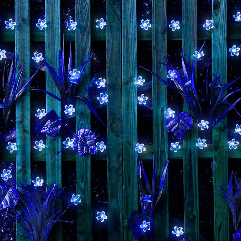 Solar Outdoor Waterproof Fairy Simulation Floral Garlands Lamp