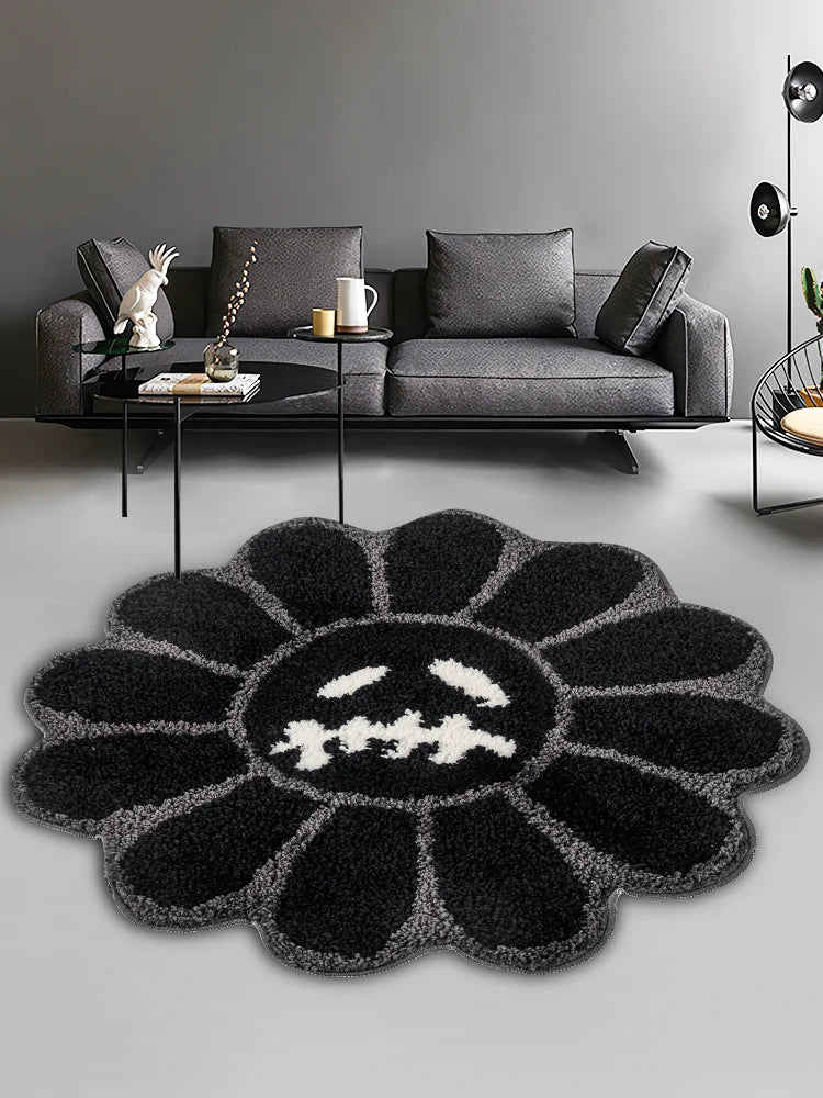 Smiling Face Flower Nonslip Tufted Rug