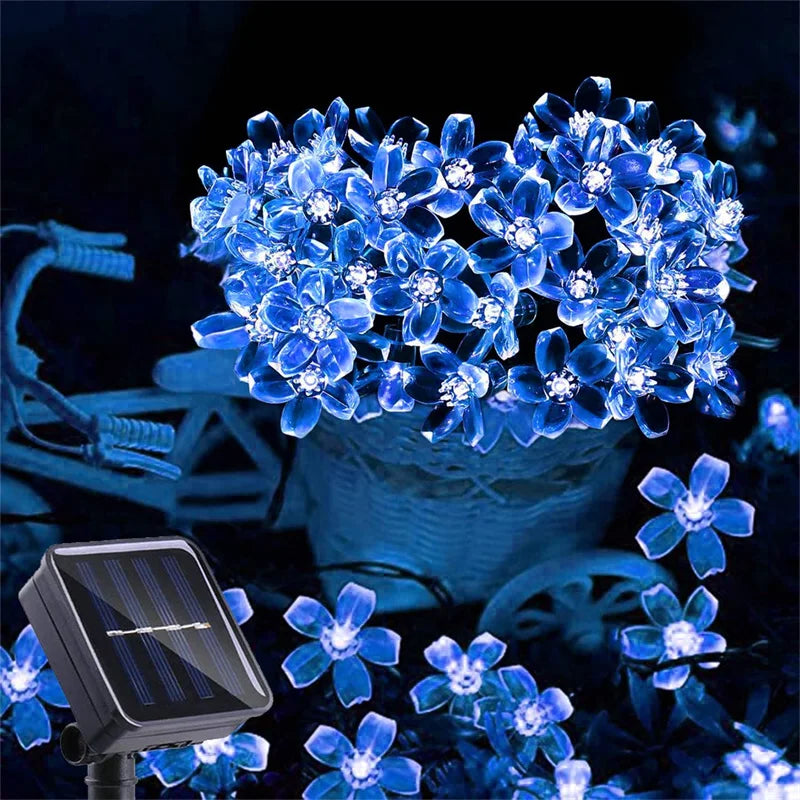 Solar Outdoor Waterproof Fairy Simulation Floral Garlands Lamp