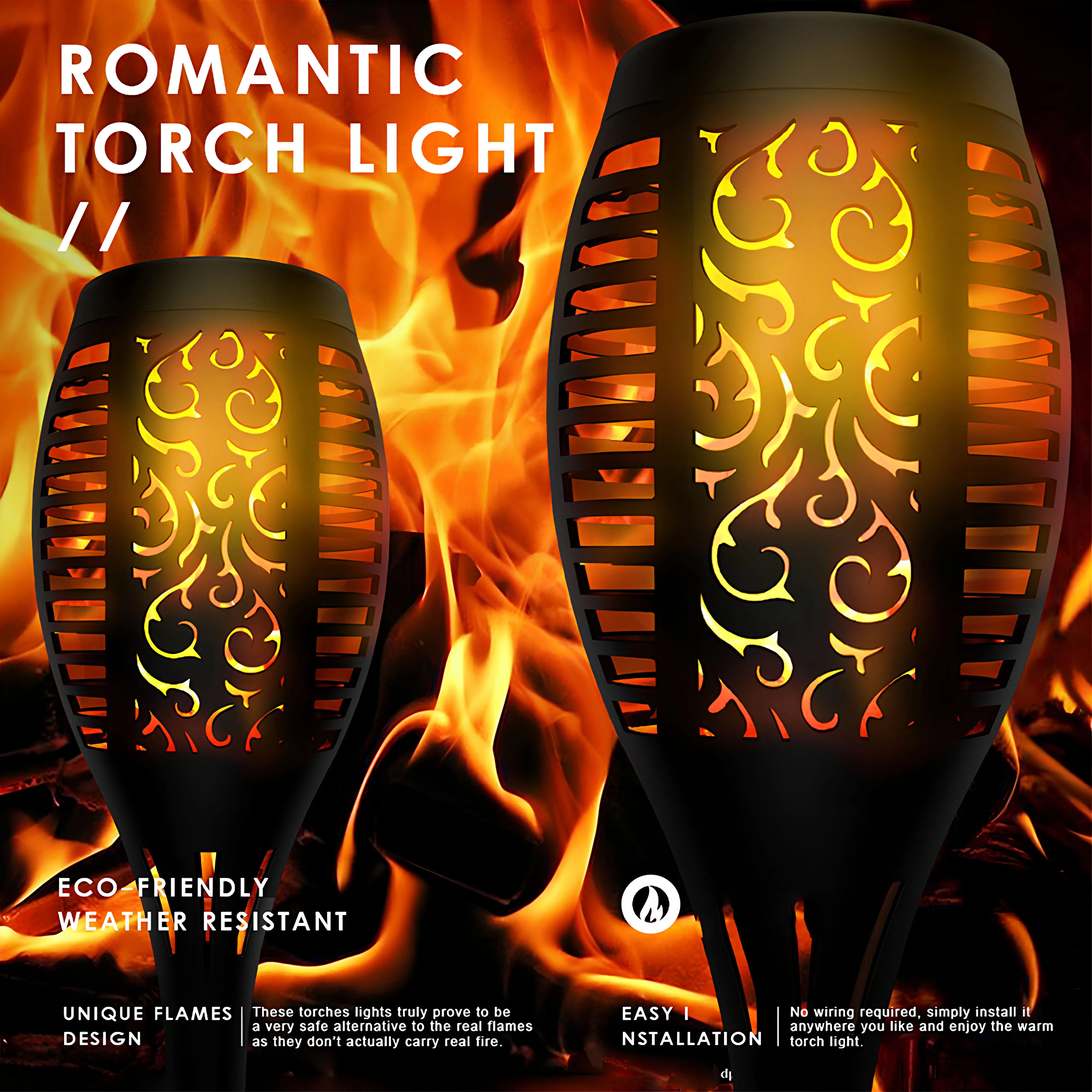 Solar outdoor waterproof decorative flame light