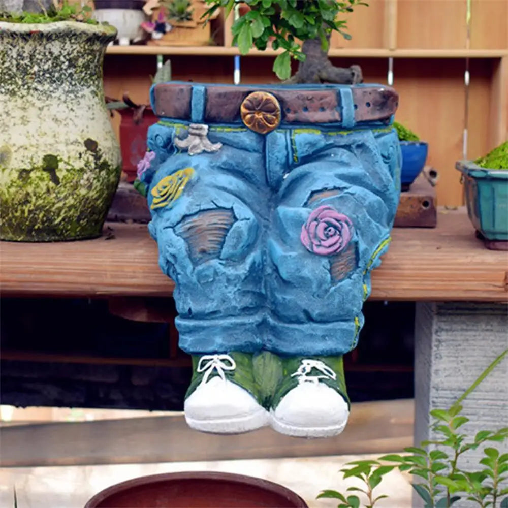 Jeans Pants Shape Flower Pot Resin Statue