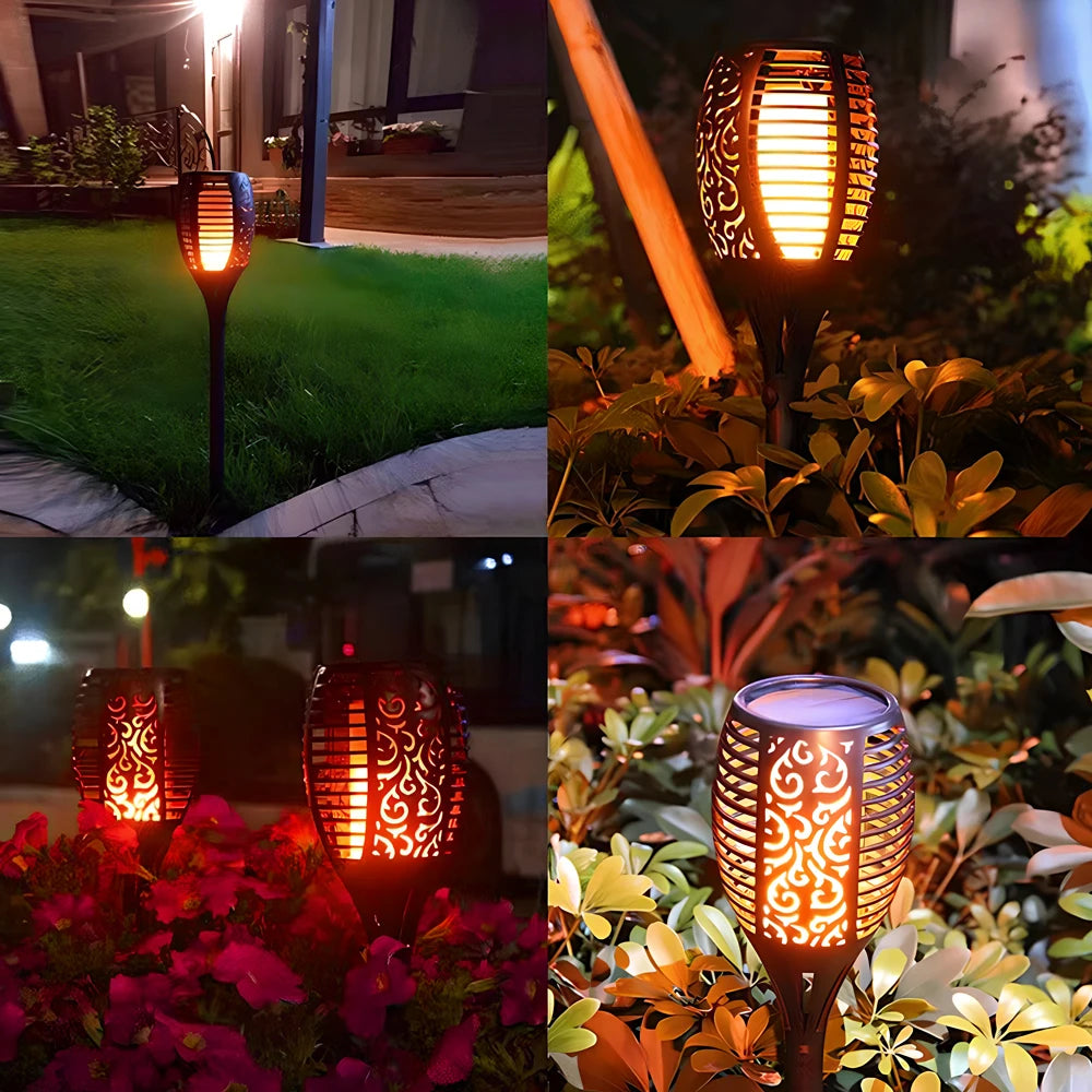Solar outdoor waterproof decorative flame light