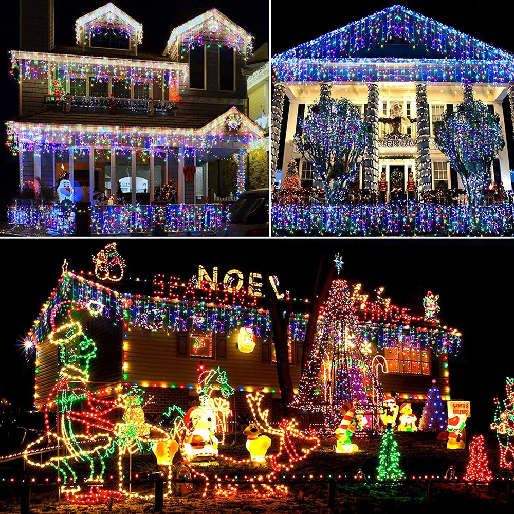 Solar Curtain Outdoor Eaves Decor String Lights
