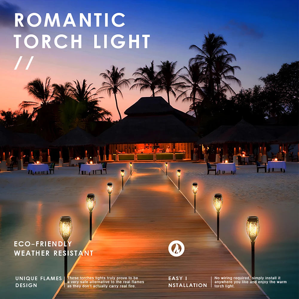 Solar outdoor waterproof decorative flame light