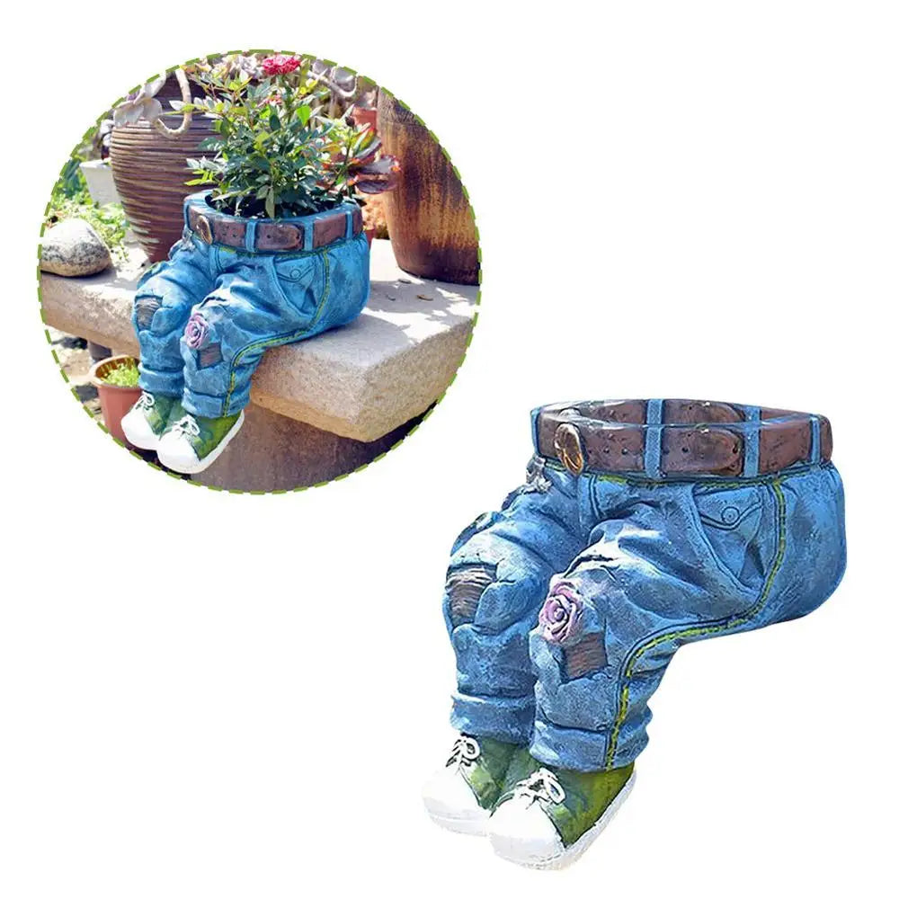 Jeans Pants Shape Flower Pot Resin Statue