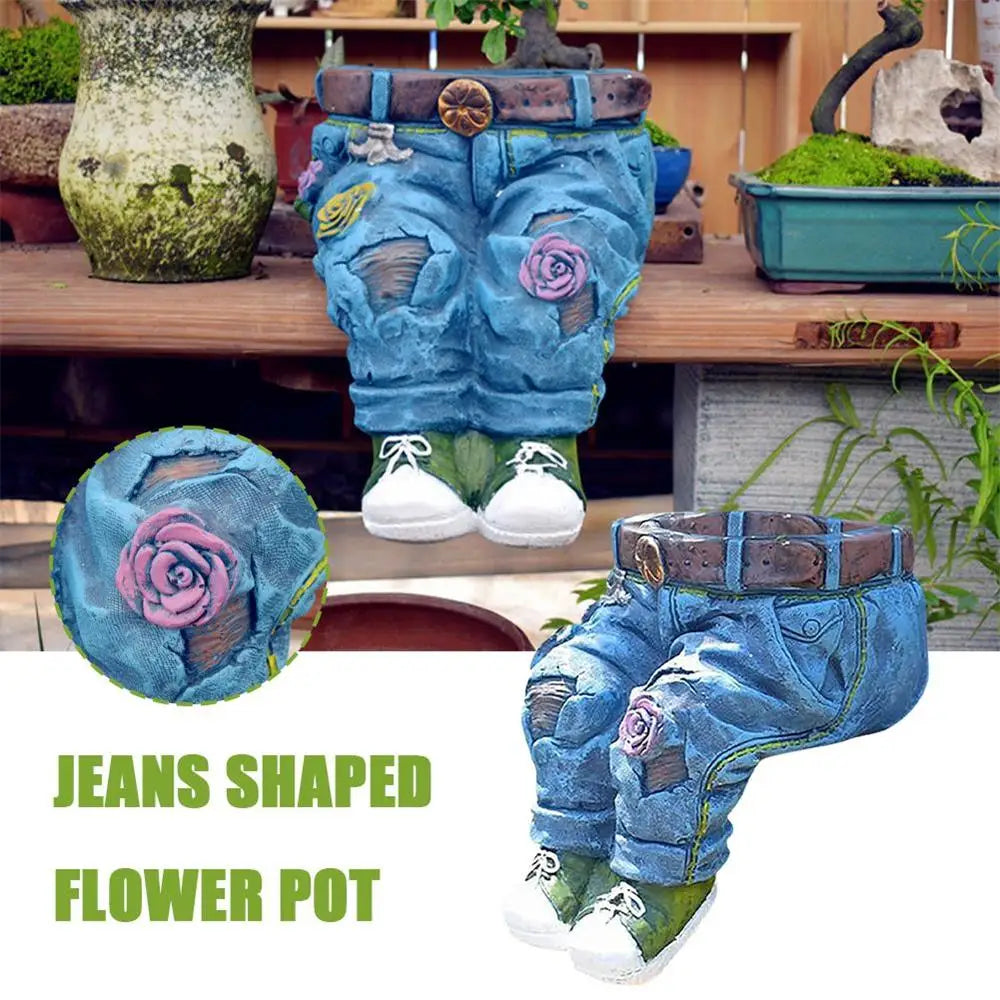 Jeans Pants Shape Flower Pot Resin Statue