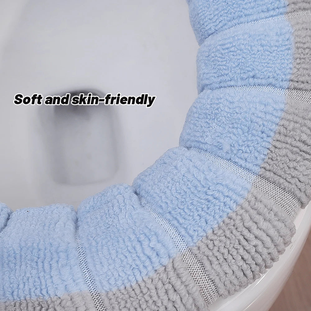 Thicker Soft Washable with Handle Winter Warm Toilet Seat Cover Mat
