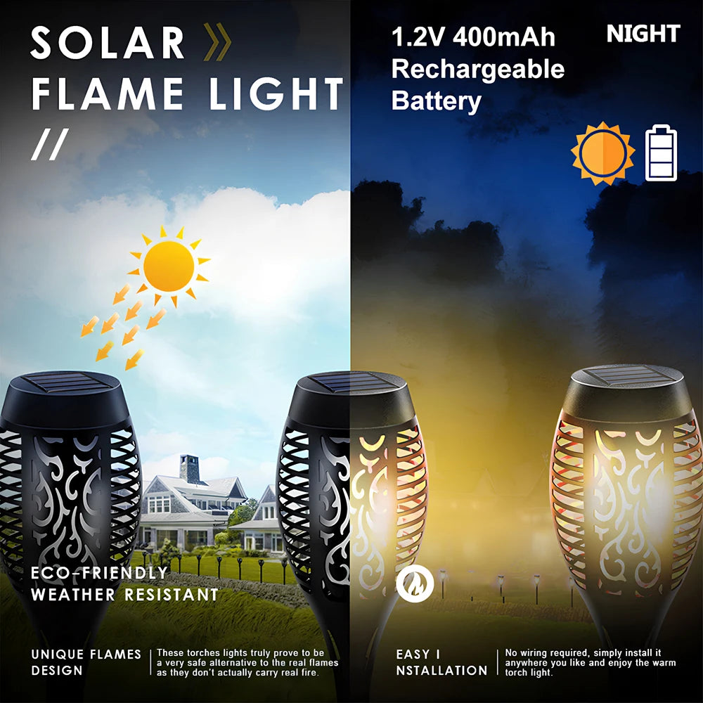 Solar outdoor waterproof decorative flame light