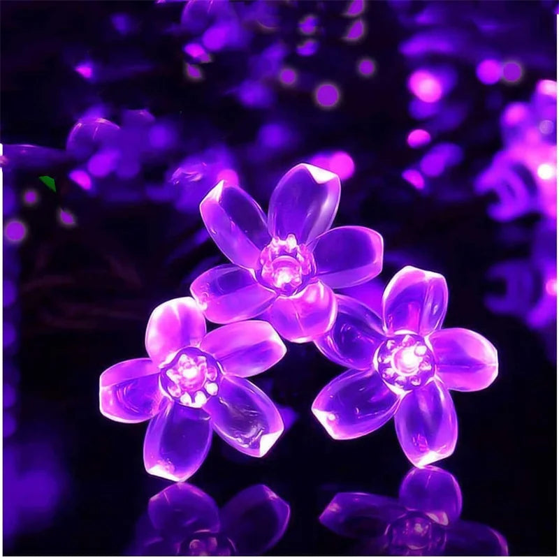 Solar Outdoor Waterproof Fairy Simulation Floral Garlands Lamp