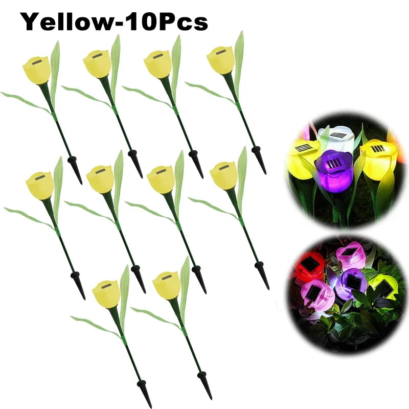 Solar Outdoor Waterproof Tulip Rose Lights