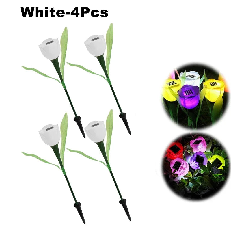 Solar Outdoor Waterproof Tulip Rose Lights