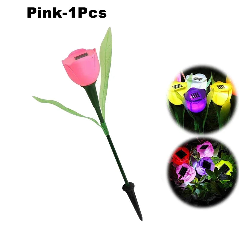 Solar Outdoor Waterproof Tulip Rose Lights