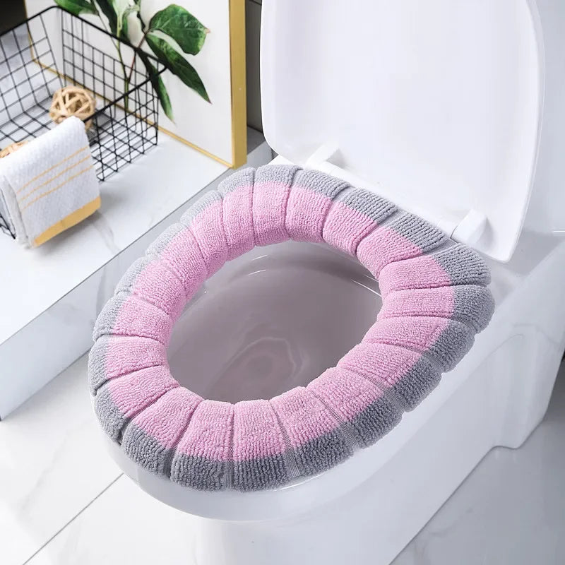 Thicker Soft Washable with Handle Winter Warm Toilet Seat Cover Mat