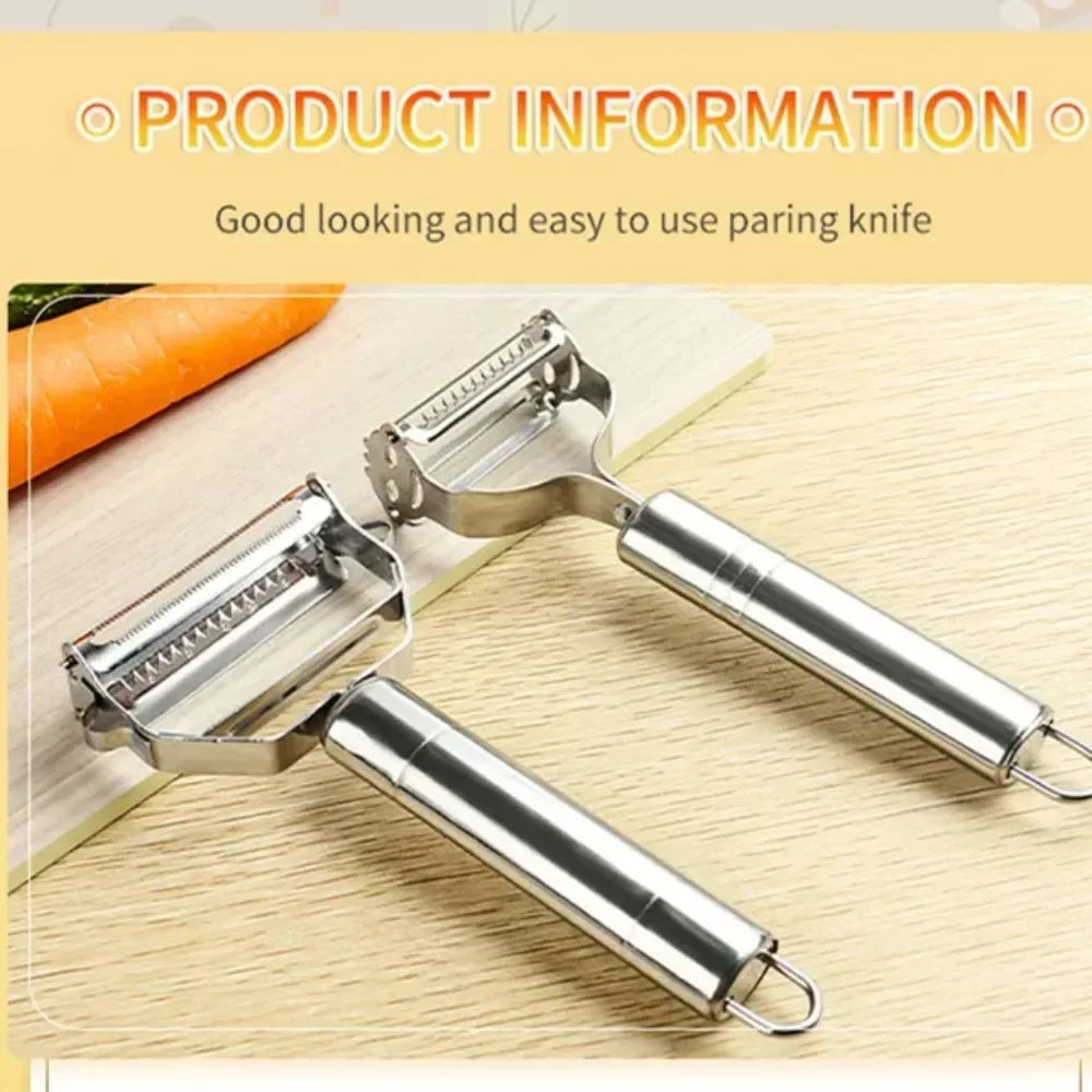 Multiple-Function Stainless Steel Double-Head Fruit and Vegetable Peeler