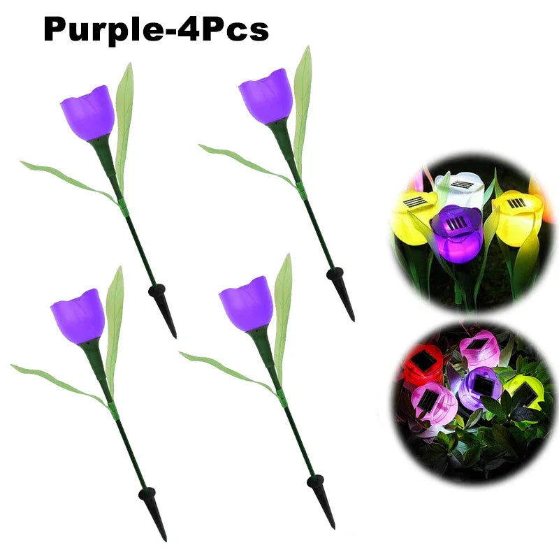 Solar Outdoor Waterproof Tulip Rose Lights
