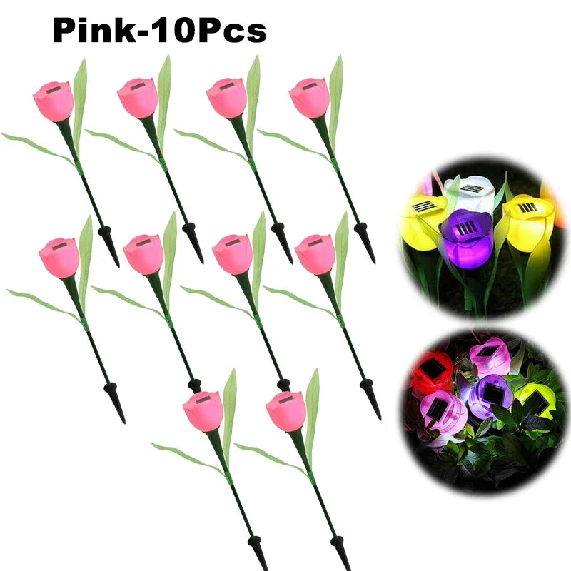 Solar Outdoor Waterproof Tulip Rose Lights