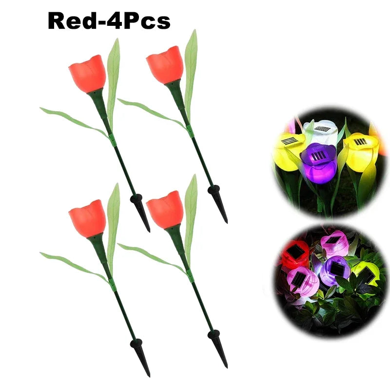 Solar Outdoor Waterproof Tulip Rose Lights