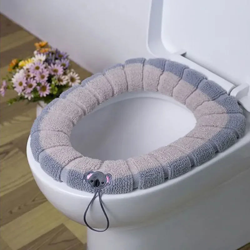 Thicker Soft Washable with Handle Winter Warm Toilet Seat Cover Mat