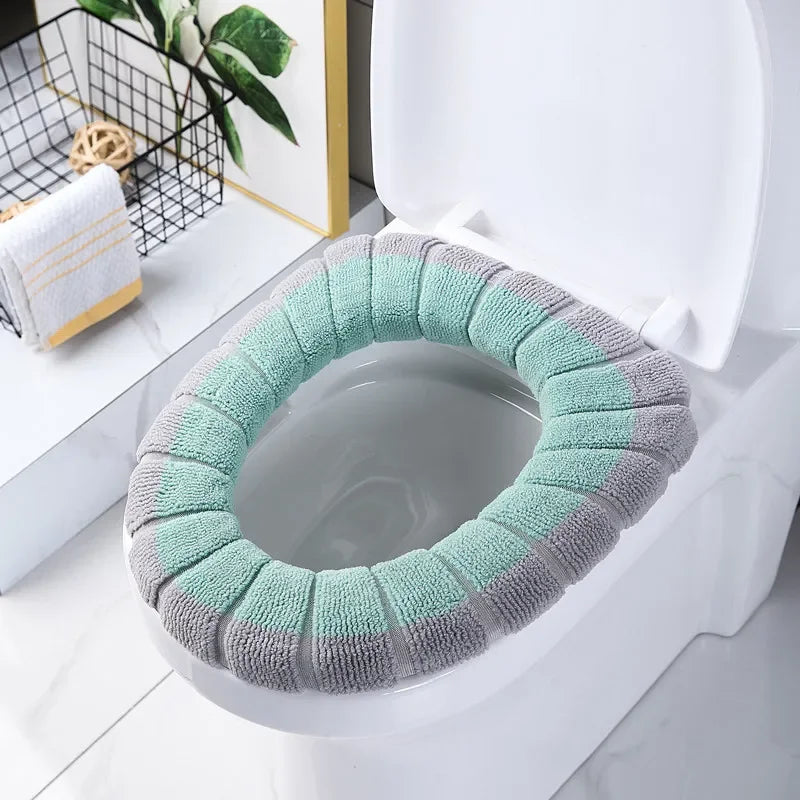 Thicker Soft Washable with Handle Winter Warm Toilet Seat Cover Mat