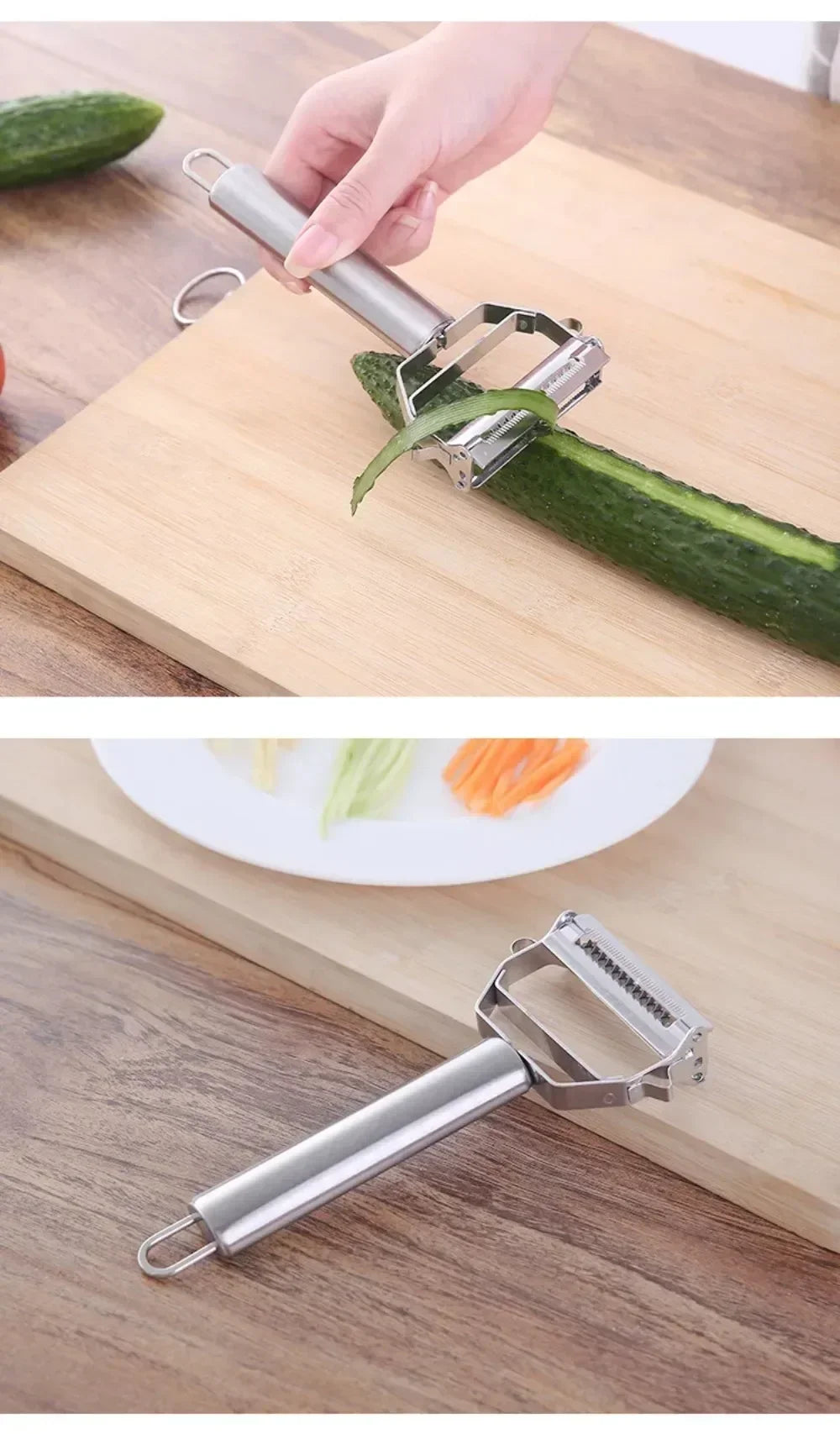 Multiple-Function Stainless Steel Double-Head Fruit and Vegetable Peeler