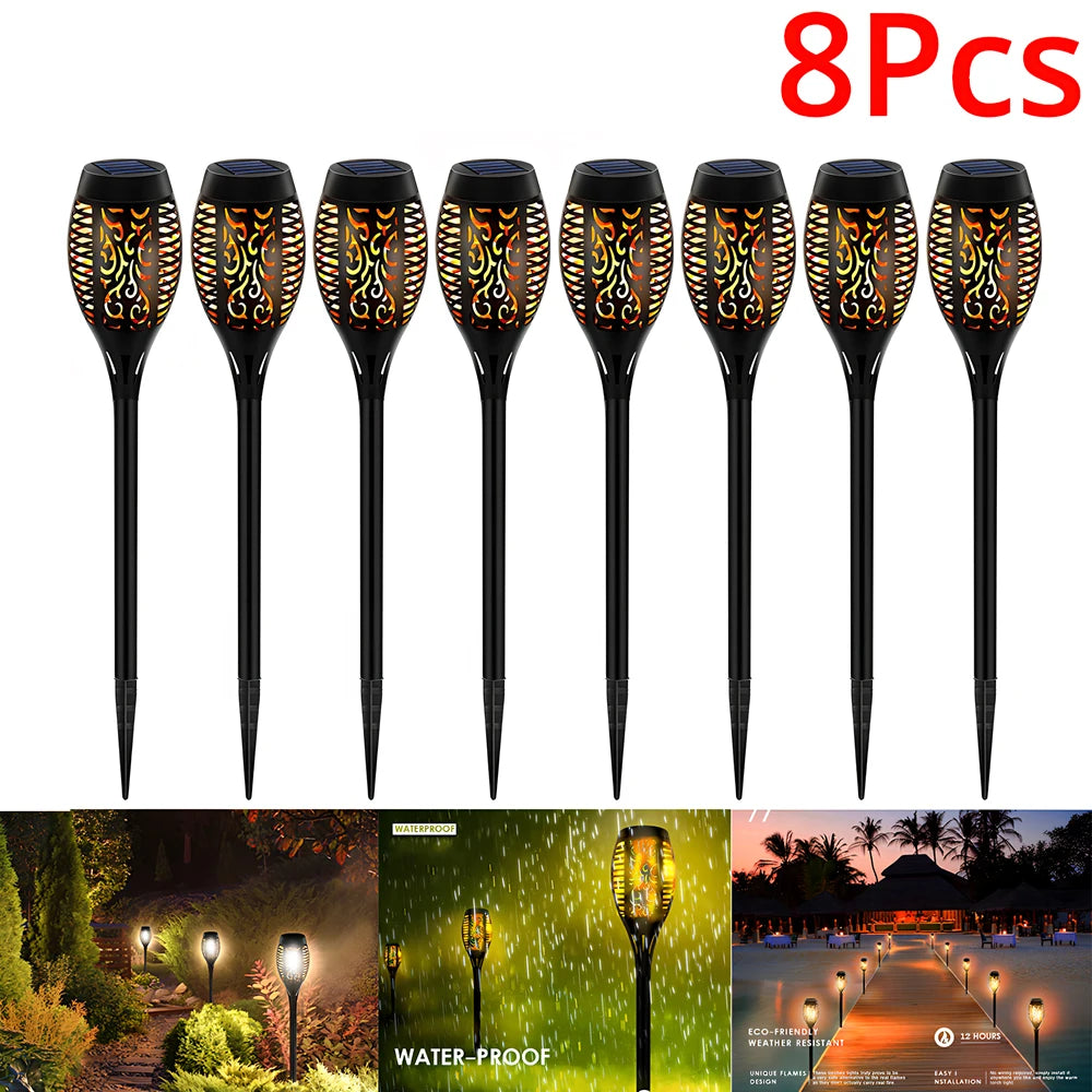 Solar outdoor waterproof decorative flame light